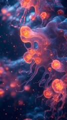 Vibrant abstract of cells on a dark background