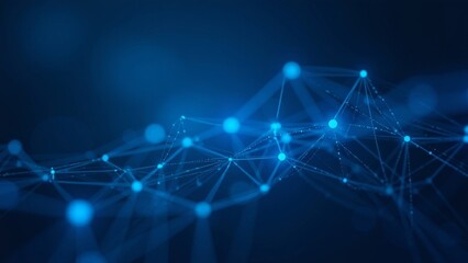 Abstract Digital Network Design with Nodes and Connections in Cool Blue Tones