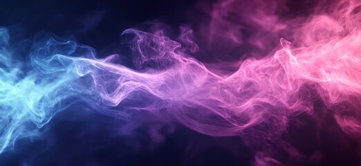 Fototapeta premium Abstract blue and pink smoke swirls on black background.