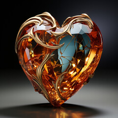 topaz stone in a heart-shaped frame,.   