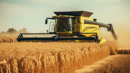 Obraz premium A photo of a modern corn combine in operation.