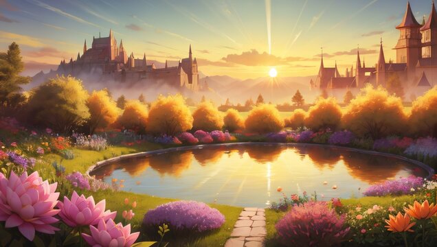 Abstract paintings of flowers sunlight clouds skies rainbow drops elegant beauty