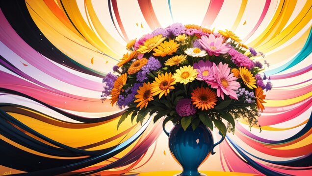 Abstract paintings of flowers sunlight clouds skies rainbow drops elegant beauty