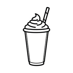 Milkshake line art vector illustration