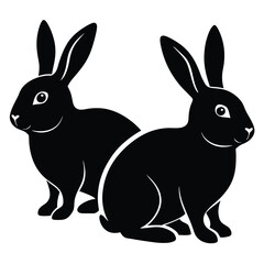 Rabbits silhouette,isolated white background