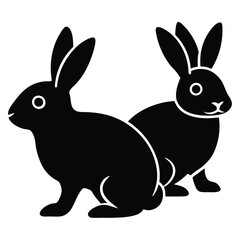 Rabbits silhouette,isolated white background