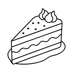 Piece of cake line art vector illustration