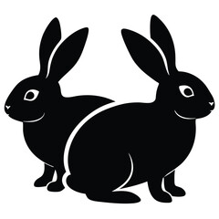 Obraz premium Rabbits silhouette,isolated white background