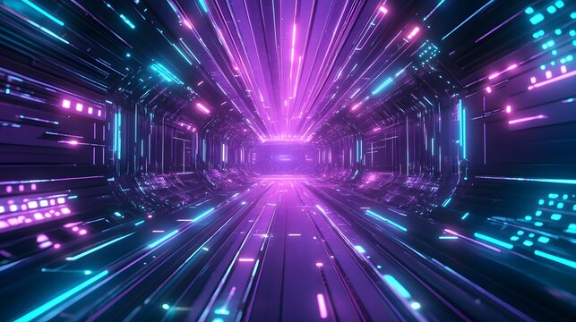 Abstract futuristic design with pulsating purple and blue