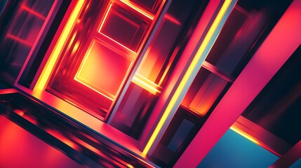 Fototapeta premium Abstract light and shadow patterns in futuristic neon