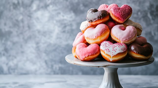 A Delicious Pyramid Of Heart Shaped Donuts