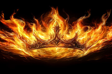 Fototapeta premium A fiery crown glows with intricate details, standing majestically against a dark backdrop
