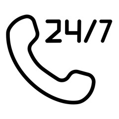 A 24/7 phone icon. Vector illustration isolated on white background.