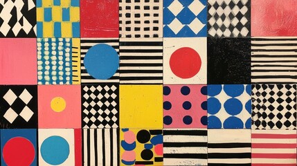 Vibrant Geometric Abstract Art: A Colorful Mosaic of Shapes and Patterns