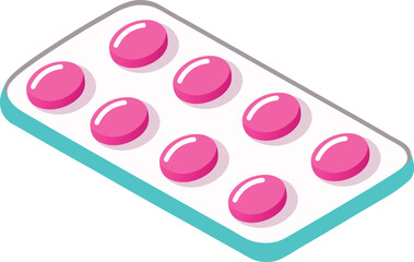 Modern medicine in focus. Pink Pills in a Blister Pack on a White Surface background.