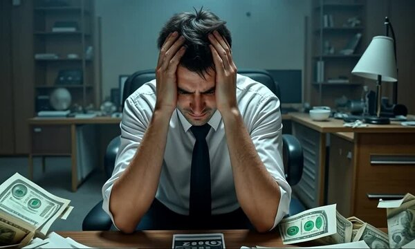 frustated man losing money bankrupt bankruptcy