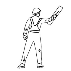 man repairing sketch on white background, vector