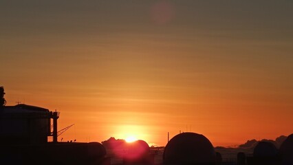 sunset over the city