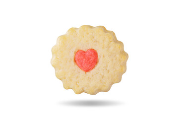 Shortbread cookie for Valentine's day holidays on a white isolated background