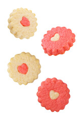 Shortbread cookie for Valentine's day holidays on a white isolated background