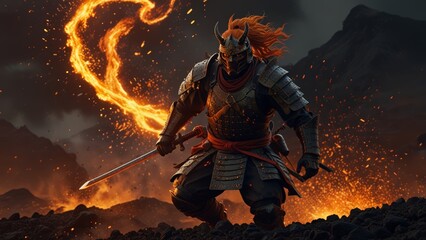 Fototapeta premium fire man and animals