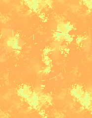 Faded peach fuzz glitch geo washed effect seamless pattern. Orange dye grungy blotched distress abstract background texture repeat, pop art