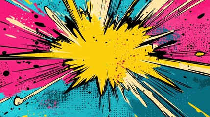 Abstract Comic Book Explosion: Vibrant Colors and Dynamic Energy