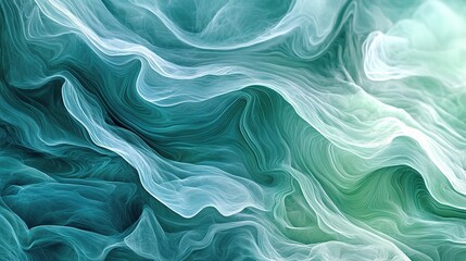 Obraz premium Abstract Waves of Light in Blue and Green Colors