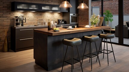 A photo of a sleek and functional kitchen island
