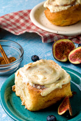 Homemade cinnabons with cinnamon and cream cheese