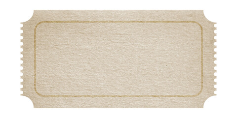 Old vintage ticket template made of neutral beige textured paper with blank space for text
