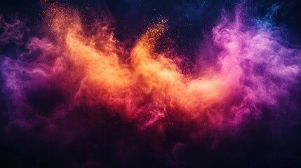 Naklejka premium Colorful smoke swirls on black background.