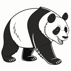 Panda vector silhouette,isolated white background