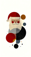 Geometric abstract Santa Claus in vector style, made of circles and straight lines, Merry Christmas theme, centered composition, flat lighting, clean and precise rendering,