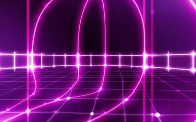 Futuristic glowing pink neon lines abstract technology background.