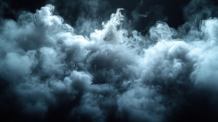 Fototapeta premium Dramatic dark blue and white smoke clouds.