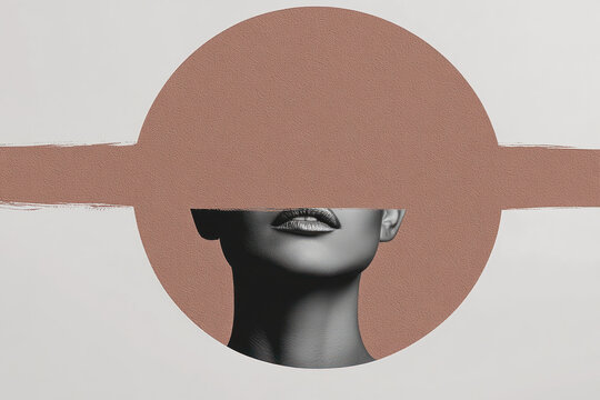 stylish abstract mocha mousse blindfold on female model