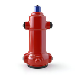 Obraz premium Bright red fire hydrant standing on white background ready for use in emergency situations