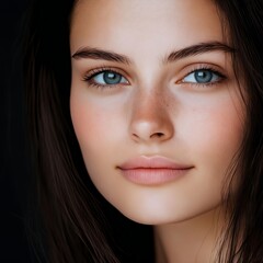 Fototapeta premium A close up of a woman's face with blue eyes