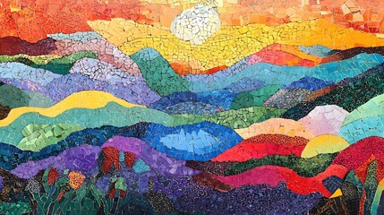 Alienated landscapes in colorful mosaic