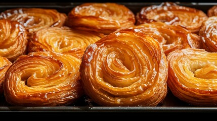 Fototapeta premium A photo of a tray of buttery and flaky palmiers.