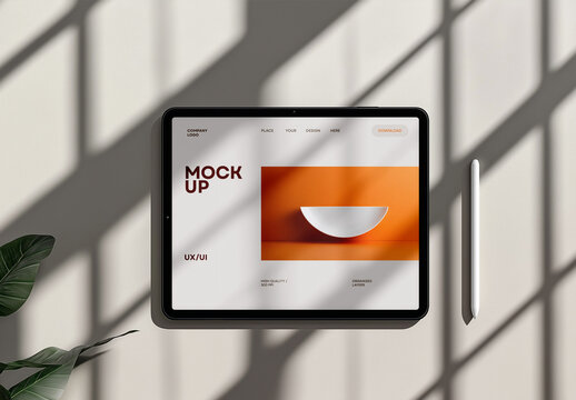 High-Quality Tablet Mockup Template &ndash; AI-Generated Design Featuring Isolated Responsive Touch Screen for UI/UX, Web Design, and Digital Applications