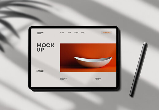 High-Quality Tablet Mockup Template &ndash; AI-Generated Design Featuring Isolated Responsive Touch Screen for UI/UX, Web Design, and Digital Applications