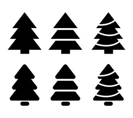 Christmas tree set. Vector clipart isolated on white background.