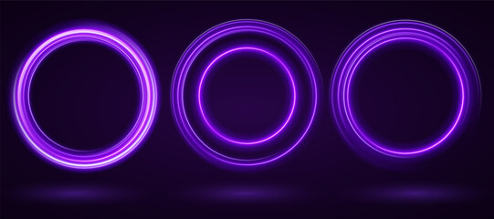 Light Purple Neon Ring: Circular Glow with Movement and Speed Effect for Dynamic Visuals and Web Design
