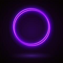 Light Purple Neon Ring: Circular Glow with Movement and Speed Effect for Dynamic Visuals and Web Design. Futuristic graphic element for social media stories. Ellipse shimmery color. Swirl effect curve