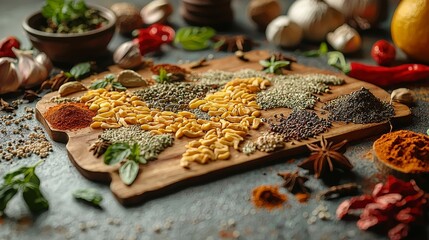 A creatively designed map of the world, made from an array of spices, showcases diverse cultures and culinary traditions through its vivid colors and varied textures.