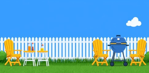 Backyard barbecue and grill smoke, the perfect theme for a festive summer banner.