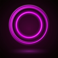 Light Pink Luminous Circle. Elegant Frame for Stylish Visuals. Futuristic graphic element for social media stories. Ellipse shimmery color. Swirl effect curve. Neon circle frame. Illuminate frame