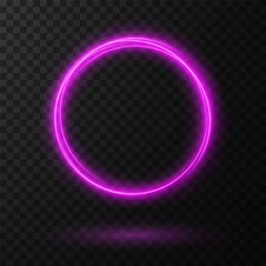 Light Pink Luminous Circle. Elegant Frame for Stylish Visuals. Futuristic graphic element for social media stories. Ellipse shimmery color. Swirl effect curve. Neon circle frame. Illuminate frame